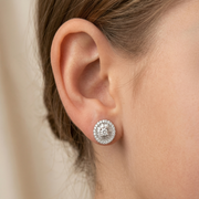 Solitaire Nakshatram Floral 925 Silver Stud Earrings